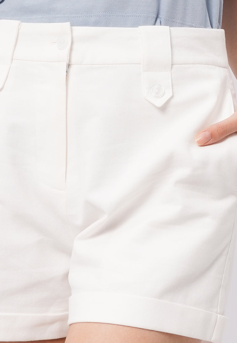 Rolled Up Short Pants Off White