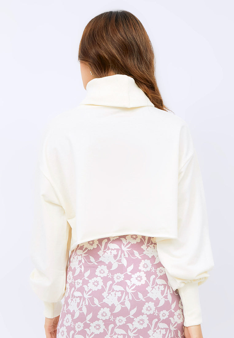 Embroidered High Neck Sweatshirt
