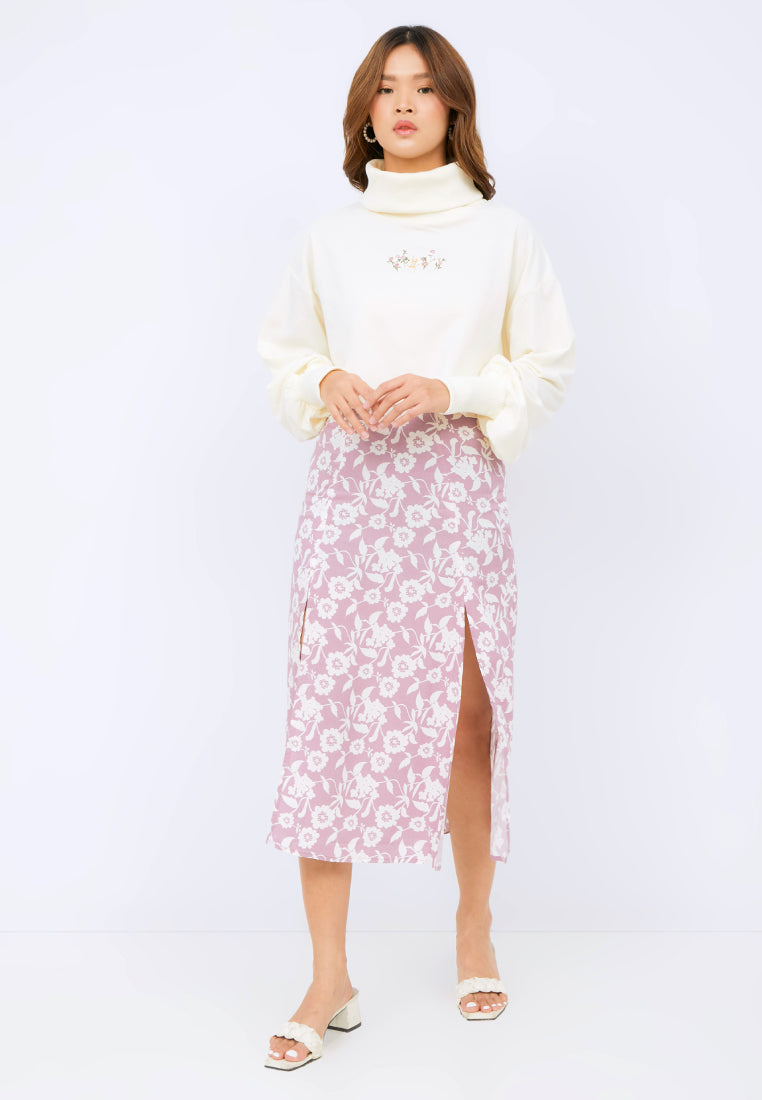 Embroidered High Neck Sweatshirt