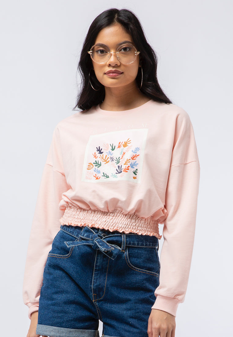 Smocked Long Sleeve Sweatshirt