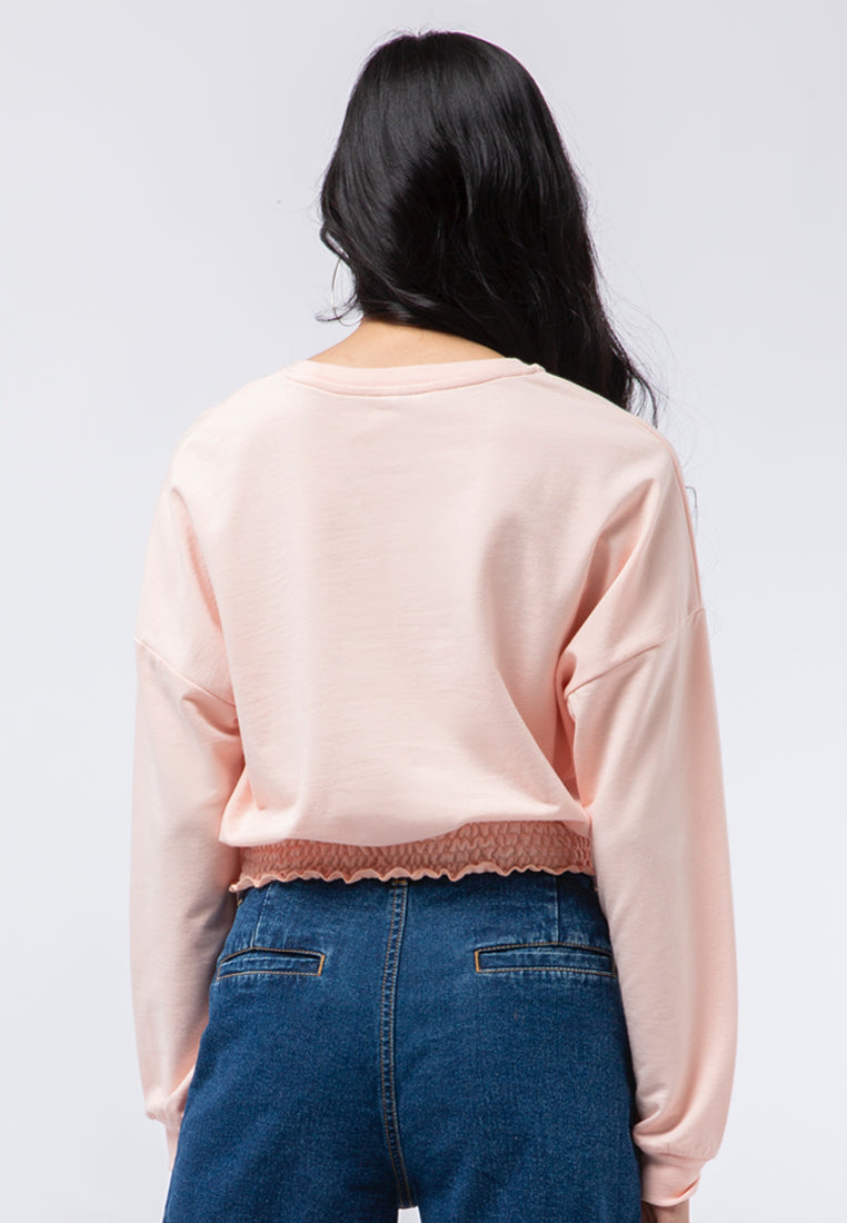 Smocked Long Sleeve Sweatshirt