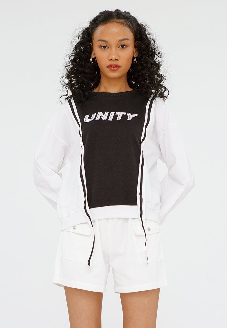 Two Tone Sweatshirt with Strap