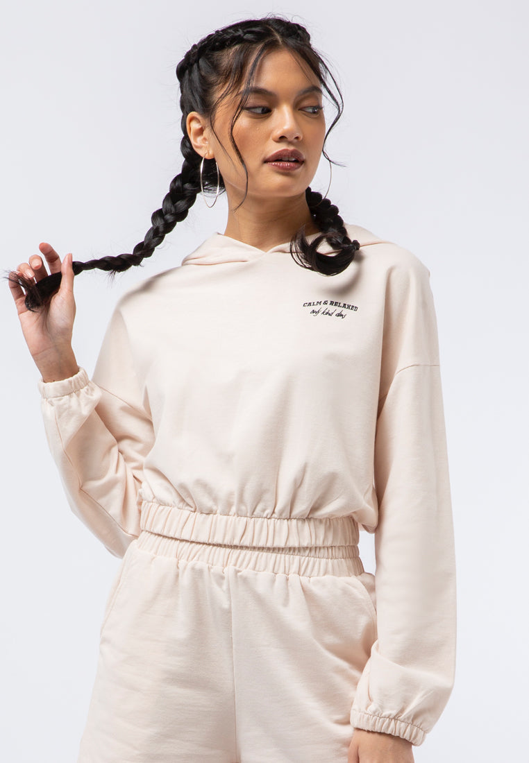 Hoodie with Elastic Hemline
