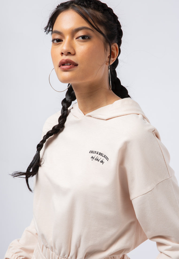 Hoodie with Elastic Hemline