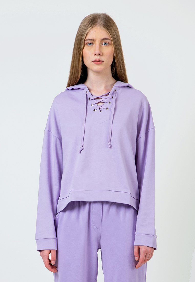 Lilac Hoodie with lacing