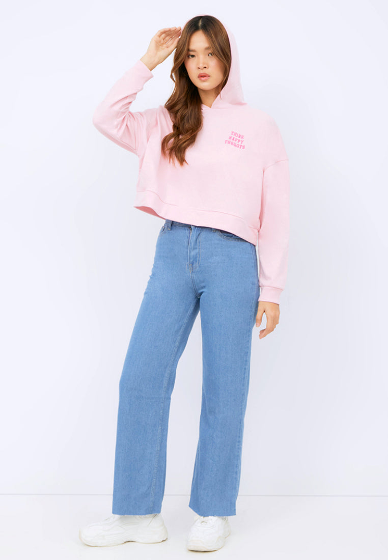 Embroidered Crop Hoodie