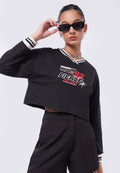 V-Neck Crop Sweatshirt