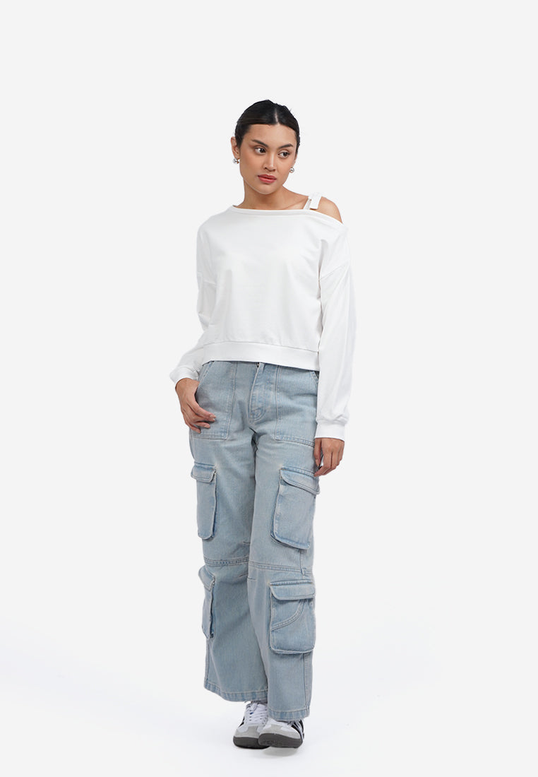 Strap Off Shoulder Sweatshirt