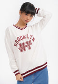 Oversized V-Neck Sweatshirt Off White