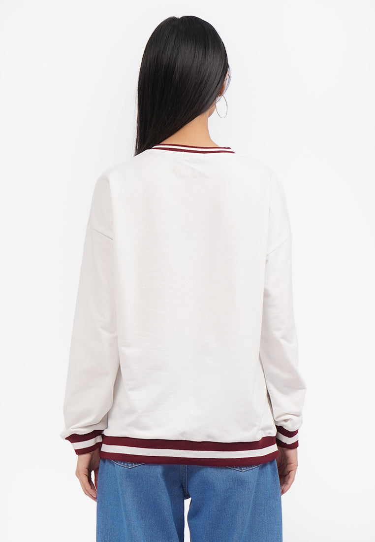 Oversized V-Neck Sweatshirt Off White