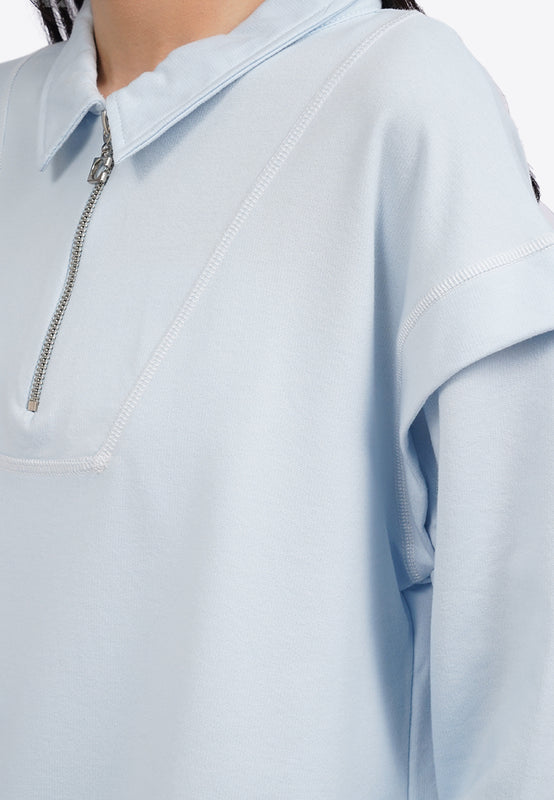 Half Zip Contrast Stitch Sweatshirt
