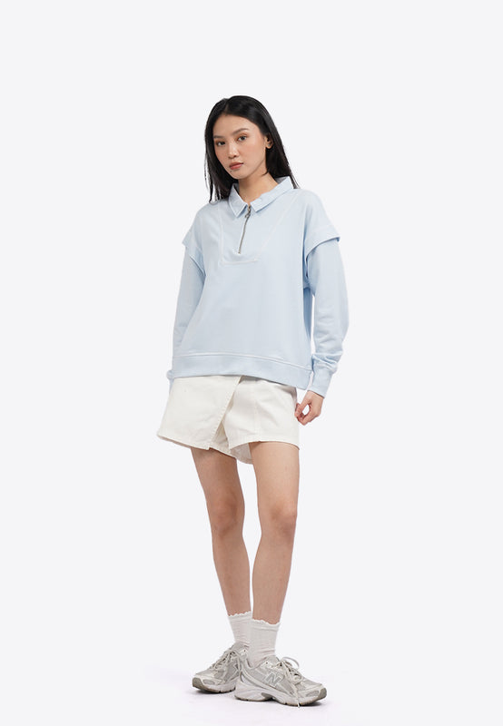Half Zip Contrast Stitch Sweatshirt