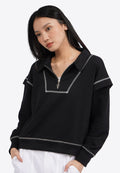 Half Zip Contrast Stitch Sweatshirt