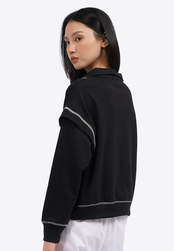 Half Zip Contrast Stitch Sweatshirt