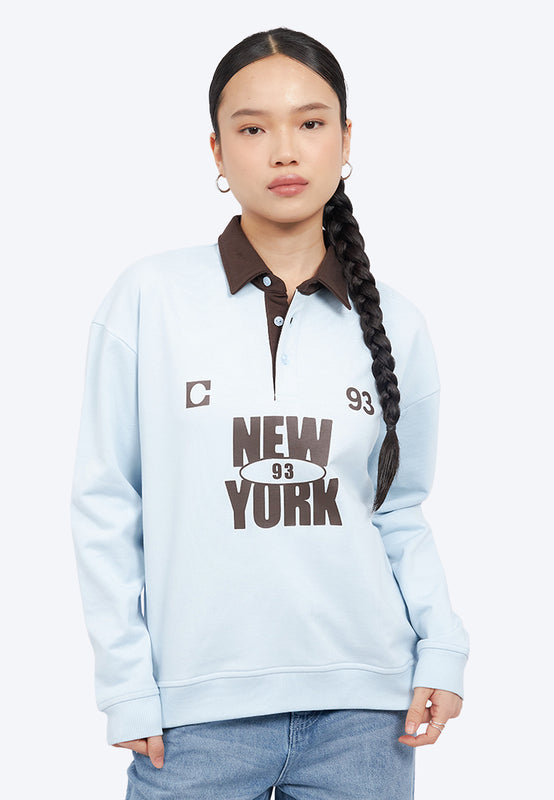 Oversized Graphic Collar Sweatshirt