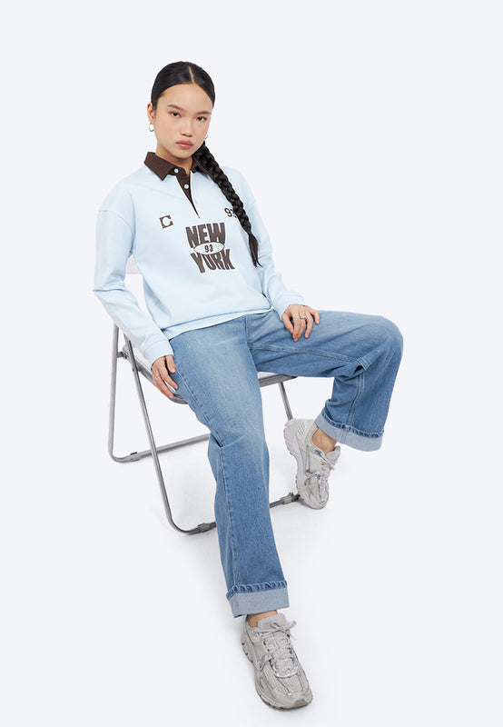 Oversized Graphic Collar Sweatshirt