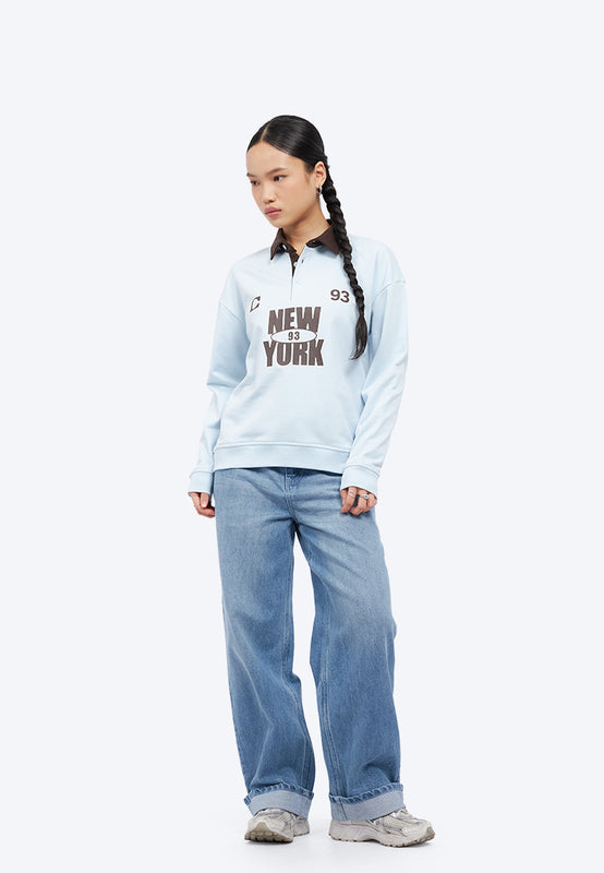 Oversized Graphic Collar Sweatshirt
