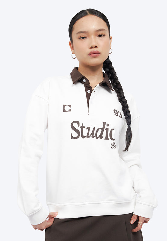 Oversized Graphic Collar Sweatshirt