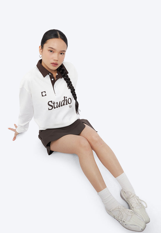 Oversized Graphic Collar Sweatshirt