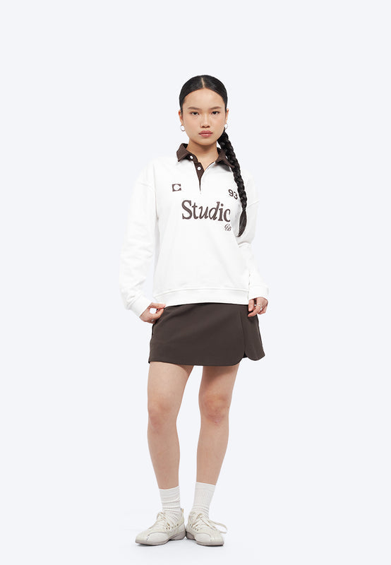 Oversized Graphic Collar Sweatshirt