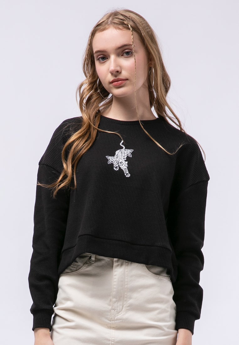 Check Textured Sweatshirt