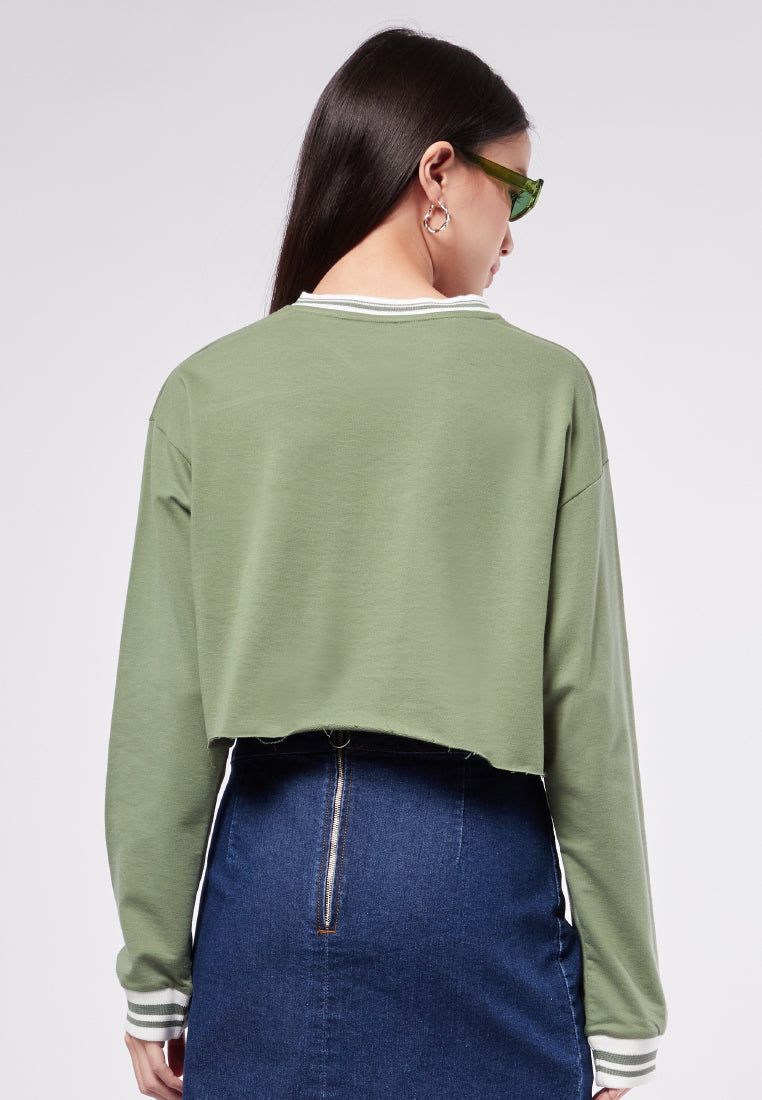 V-neck Crop Sweatshirt