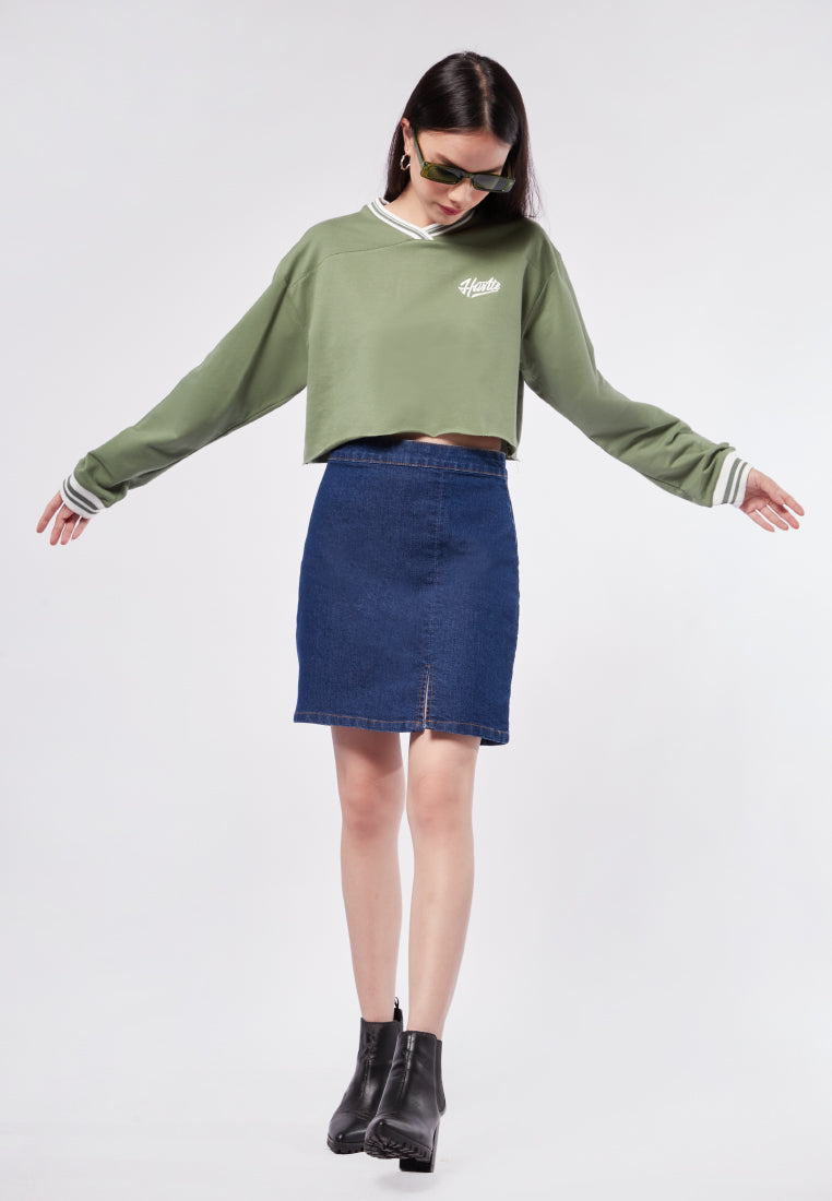 V-neck Crop Sweatshirt
