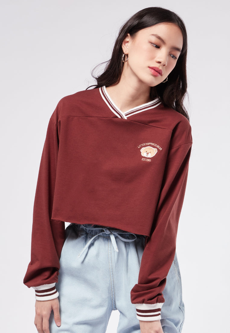 V-neck Crop Sweatshirt