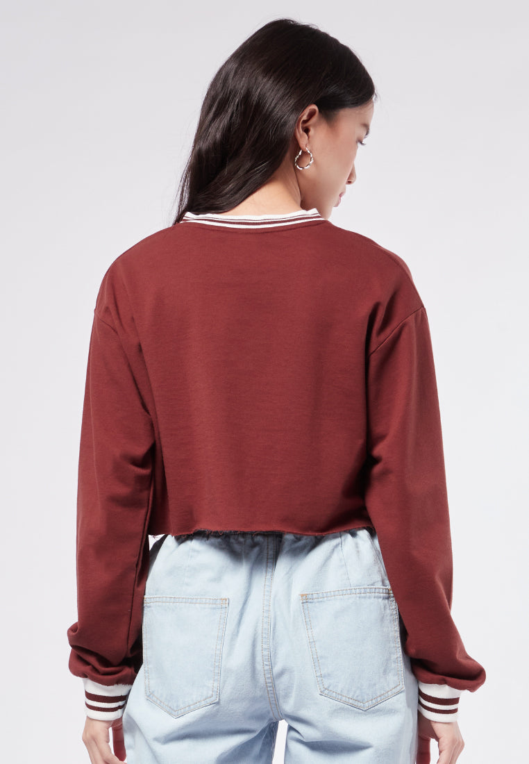 V-neck Crop Sweatshirt