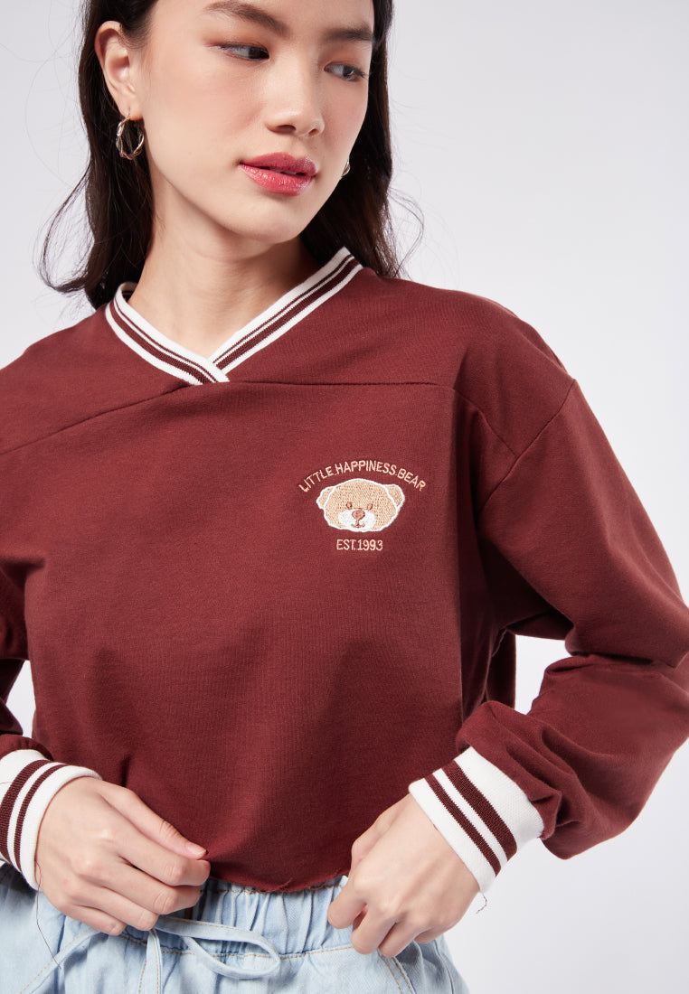 V-neck Crop Sweatshirt