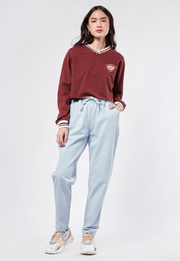 V-neck Crop Sweatshirt