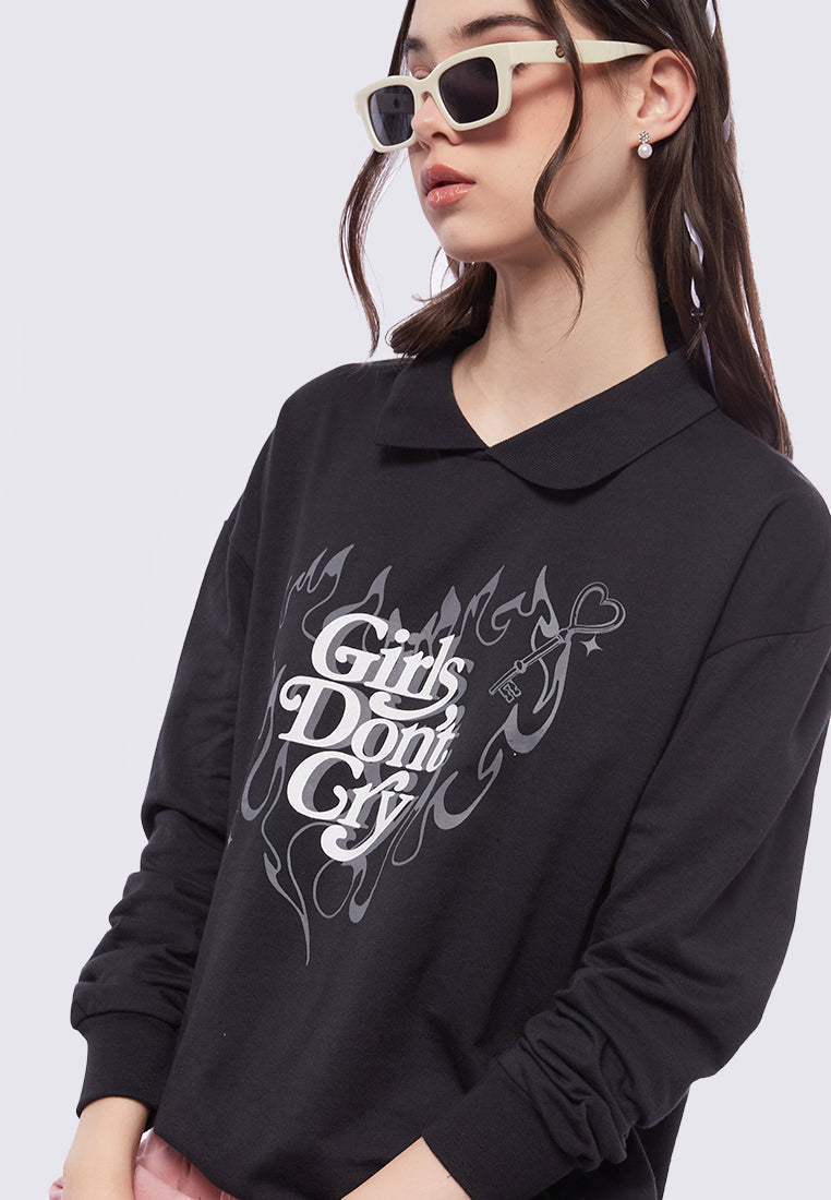 Graphic Polo Sweatshirt