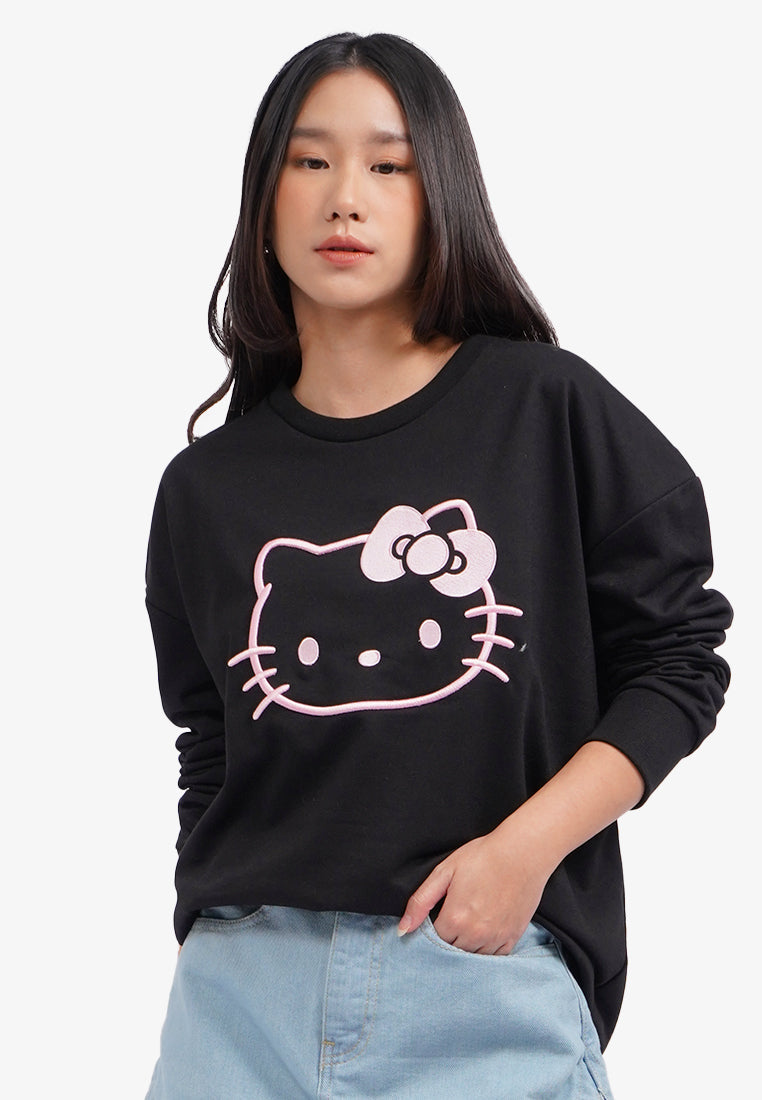 Hello Kitty Oversized Sweatshirt Black