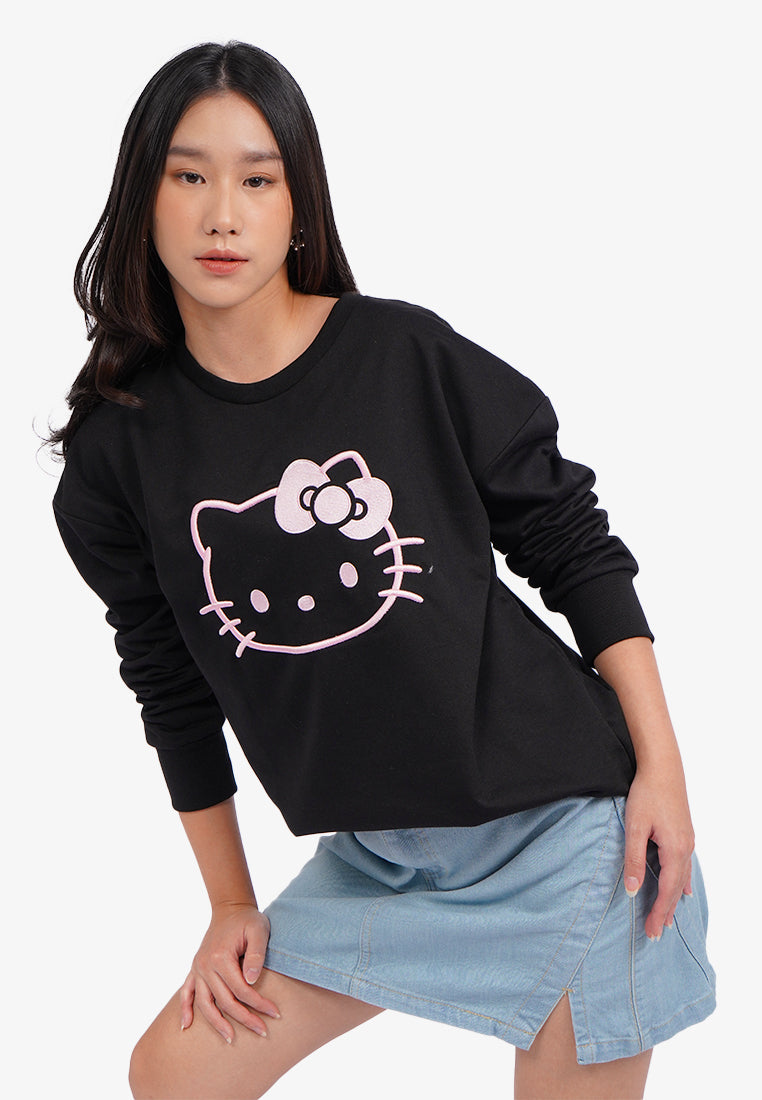 Hello Kitty Oversized Sweatshirt Black
