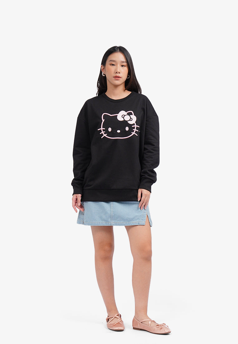 Hello Kitty Oversized Sweatshirt Black
