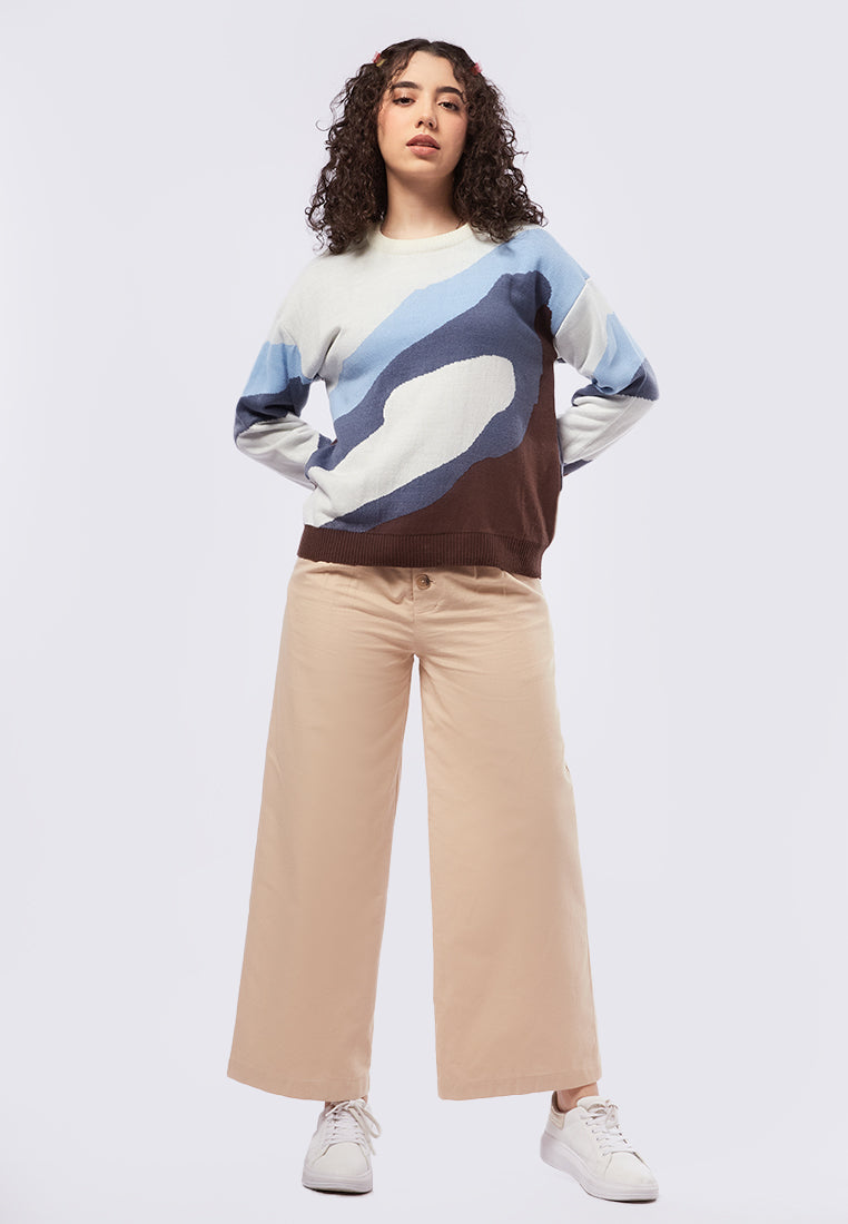Printed Long Sleeve Sweater