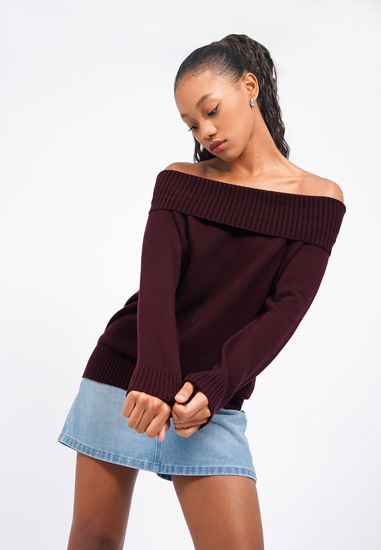 Long Sleeve Off Shoulder Sweater