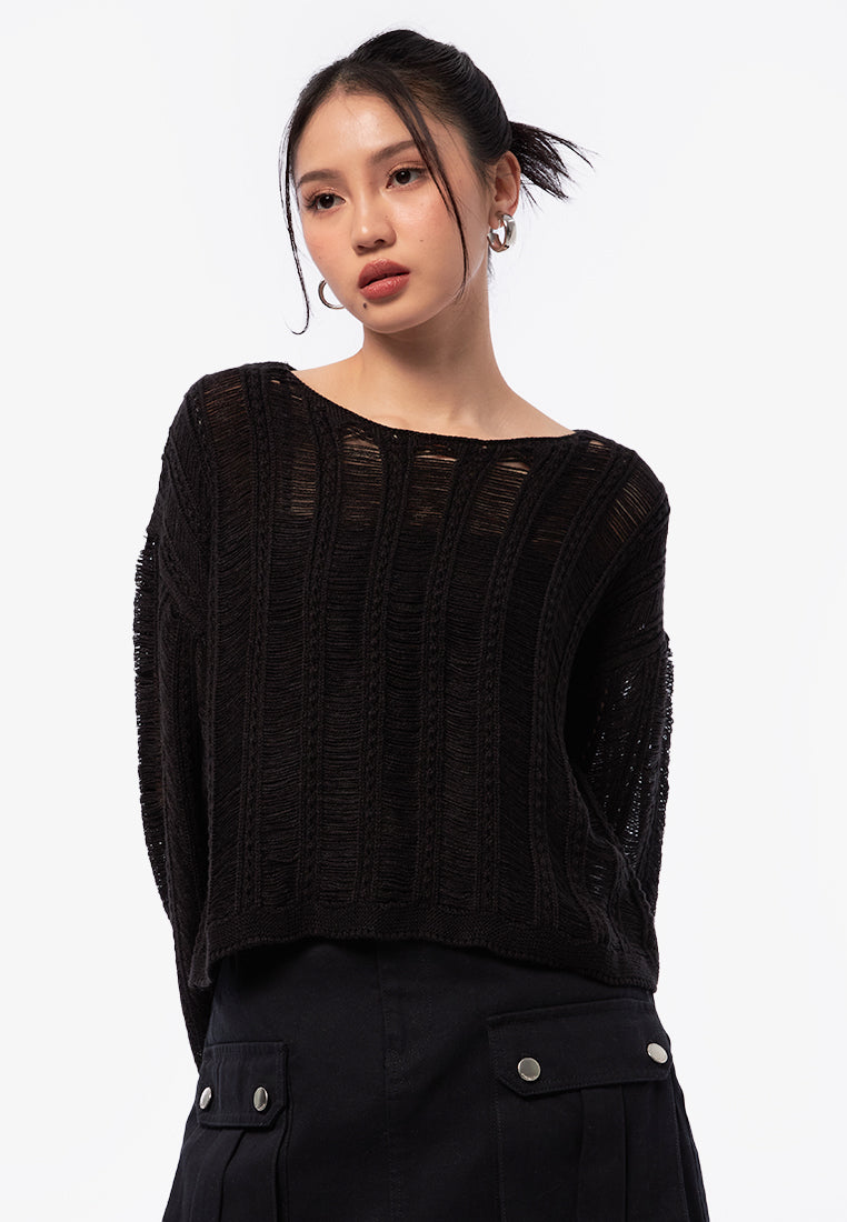 Distressed Long Sleeve Sweater