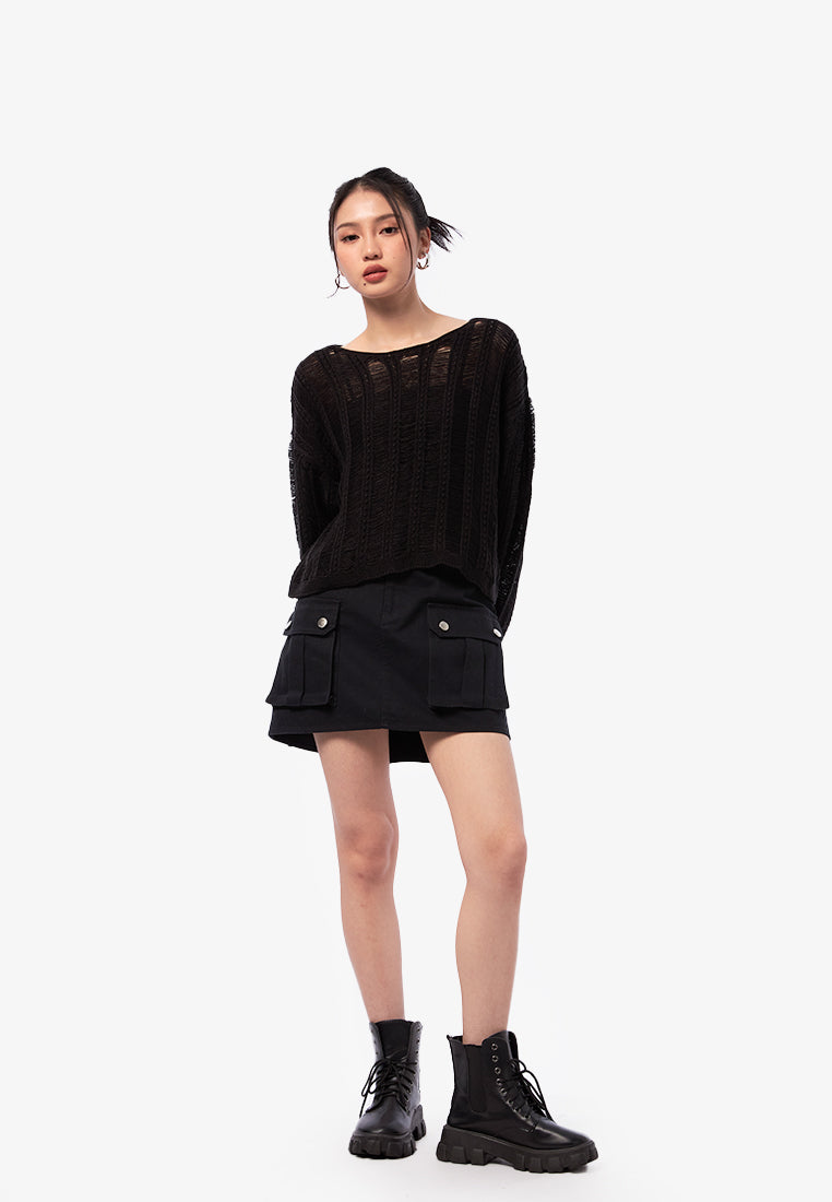 Distressed Long Sleeve Sweater