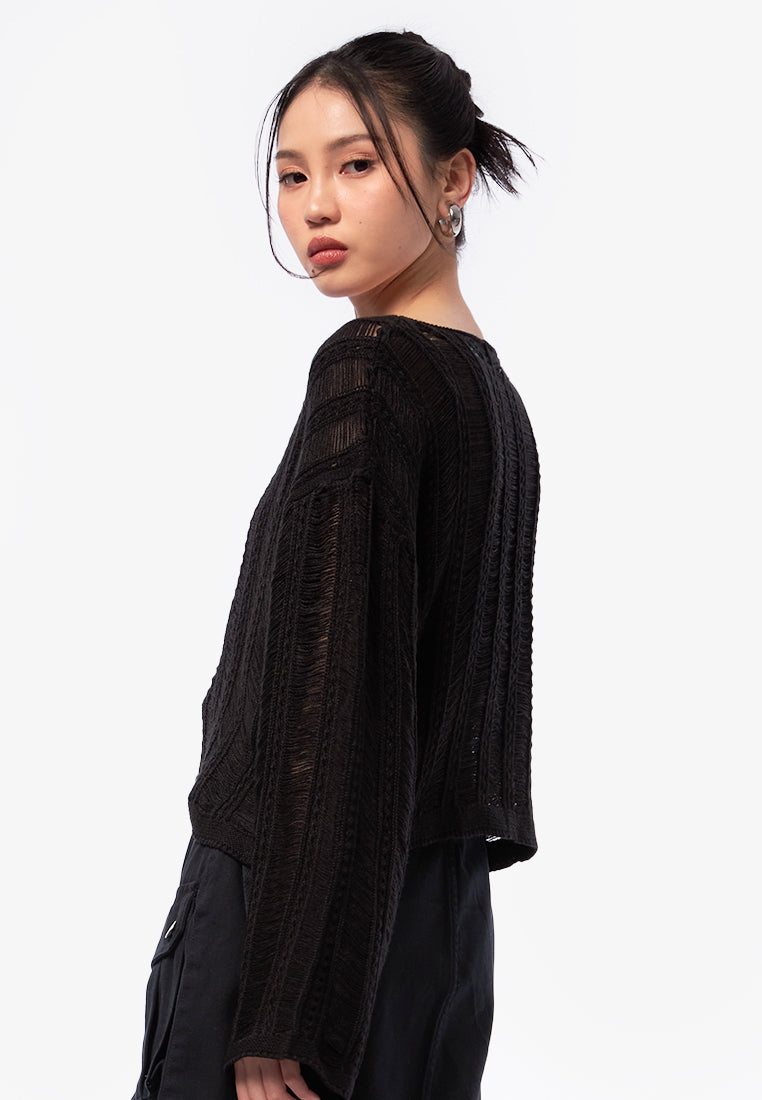Distressed Long Sleeve Sweater