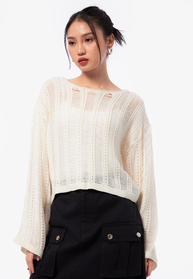 Distressed Long Sleeve Sweater