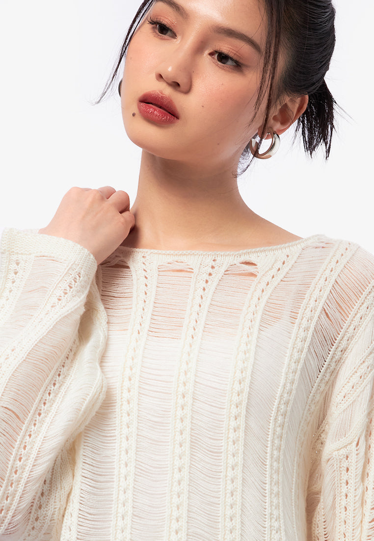 Distressed Long Sleeve Sweater