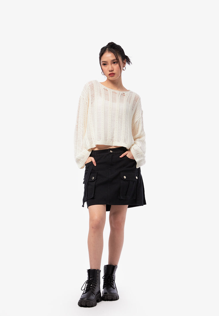 Distressed Long Sleeve Sweater