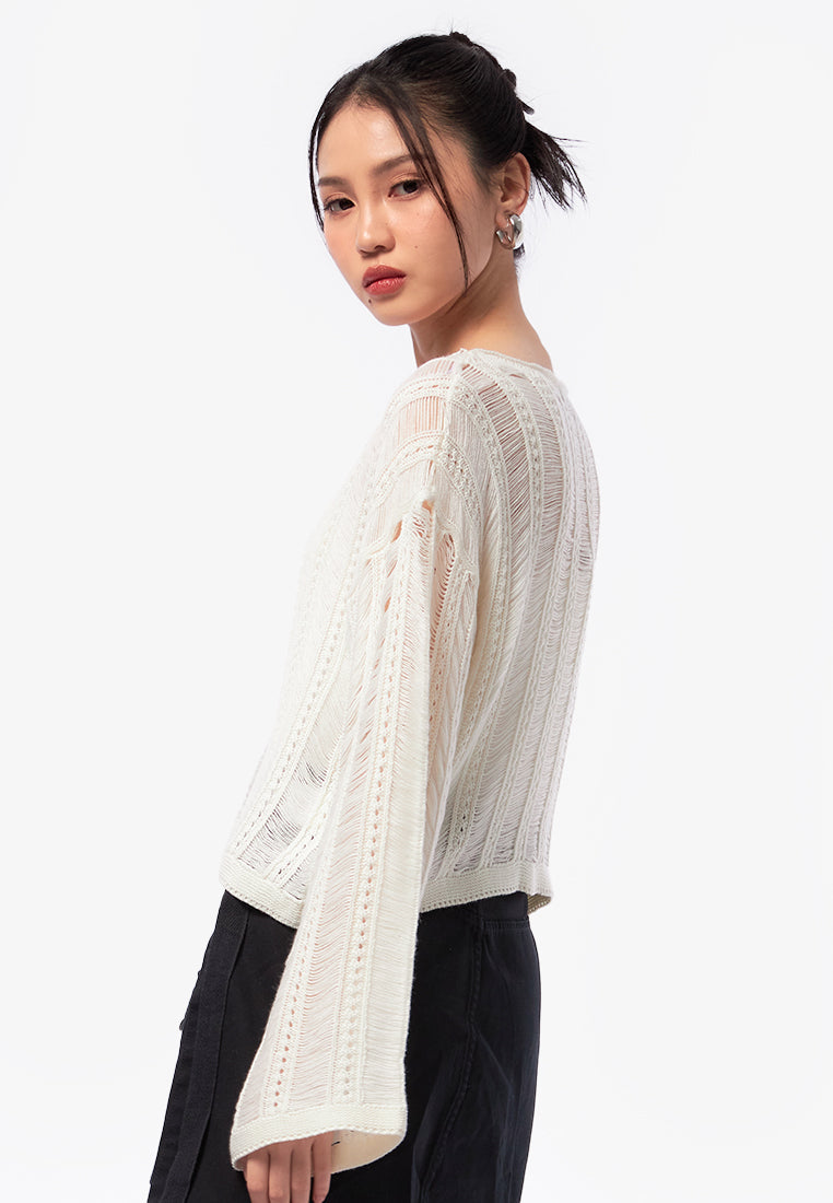 Distressed Long Sleeve Sweater