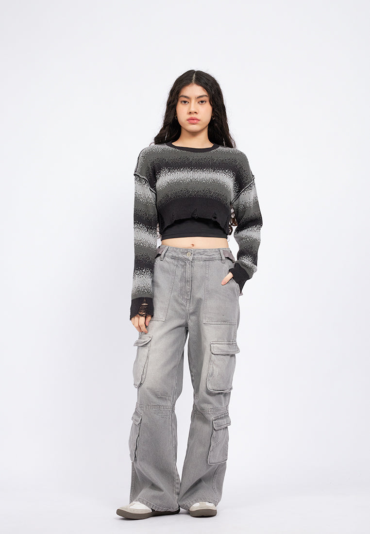 Stripes Crop Knit Sweater