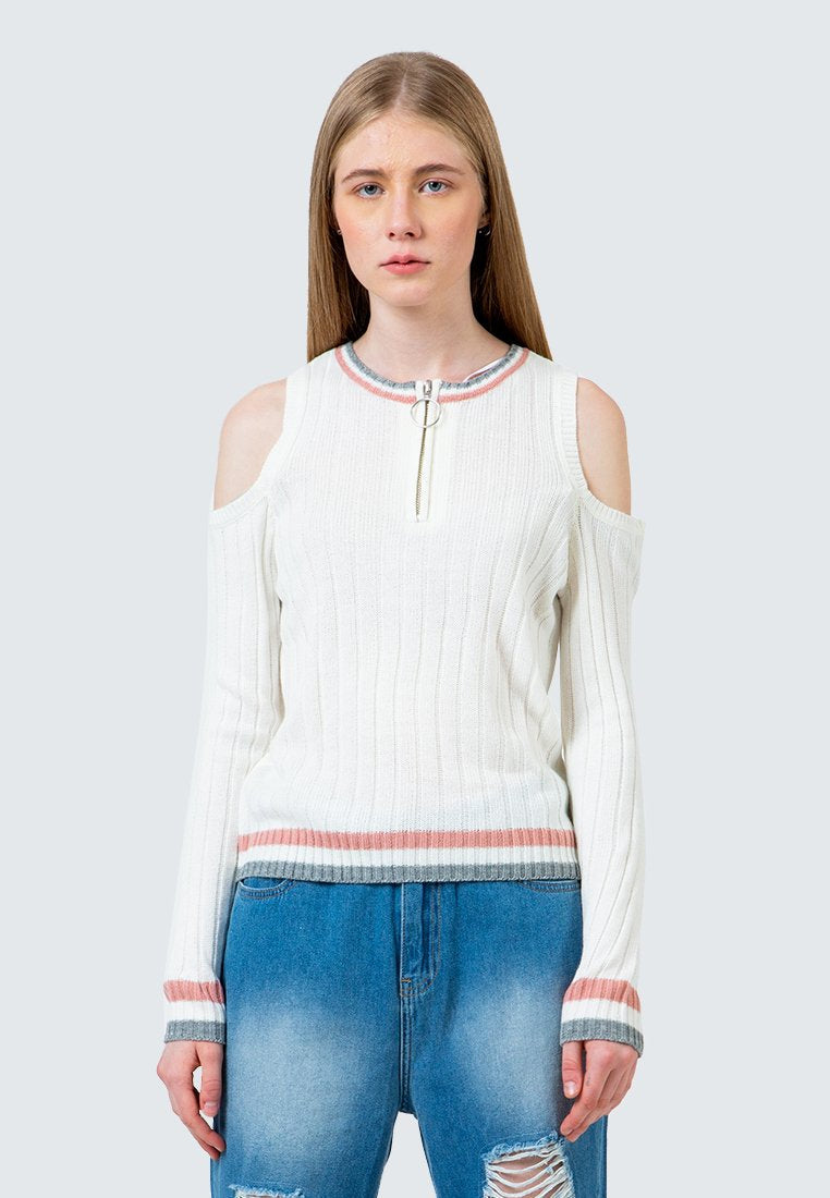 Cold Shoulder Crop Sweater