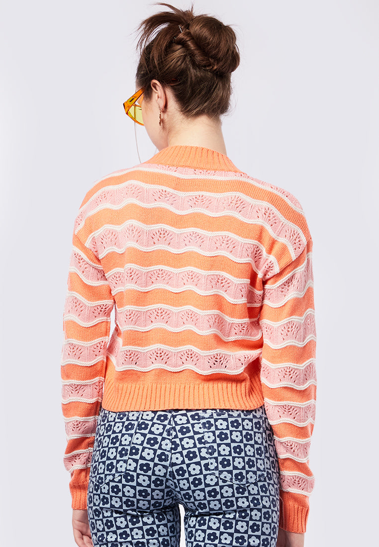 Long Sleeve Wavy Knit Sweater