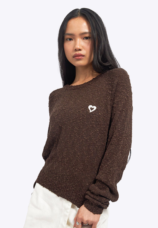 Textured Long Sleeve Raglan Sweater