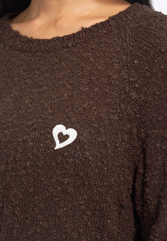 Textured Long Sleeve Raglan Sweater