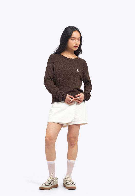 Textured Long Sleeve Raglan Sweater